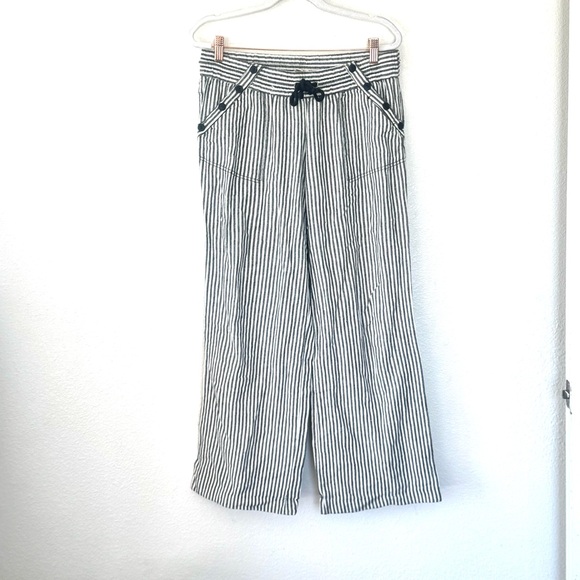 Rewind Pants - Rewind The Lounge Act Striped Linen Blend Pants Drawstring Sailor 11 30